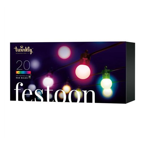 Twinkly Festoon Smart LED Lights 40 żarówek RGB (wielokolorowych) G45, 20m